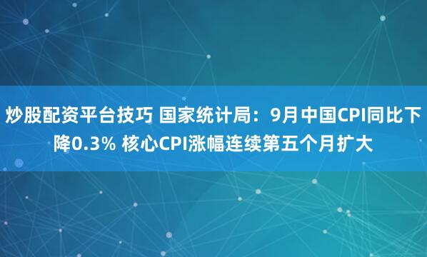 炒股配资平台技巧 国家统计局:9月中国CPI同比下降0.3% 核心CPI涨幅连续第五个月扩大