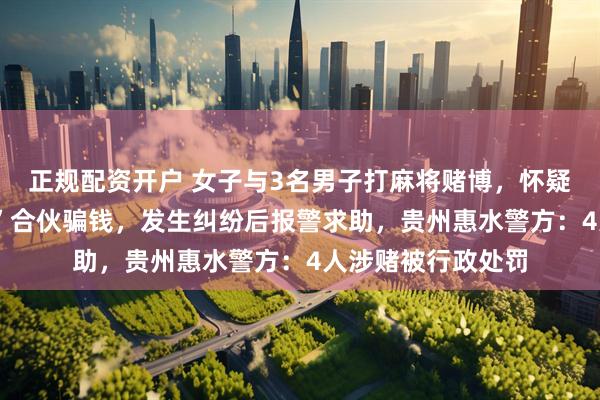 正规配资开户 女子与3名男子打麻将赌博，怀疑对方3人“出老千”合伙骗钱，发生纠纷后报警求助，贵州惠水警方：4人涉赌被行政处罚